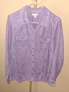 croft & barrow Lavender Suede-Feel Button-Up Shirt